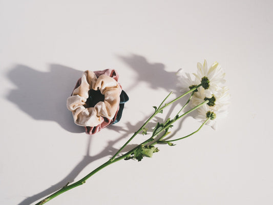 A colorful luxurious scrunchie
