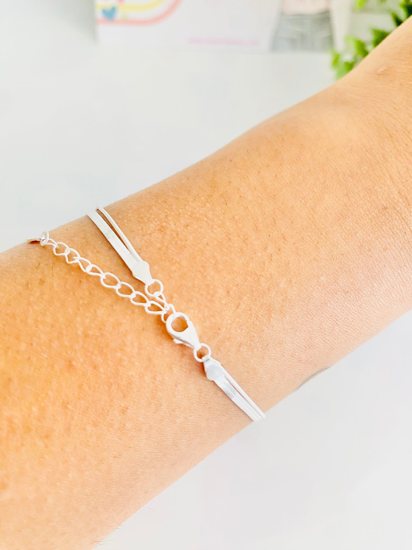Bracelet double couche en argent 925 en or et argent
