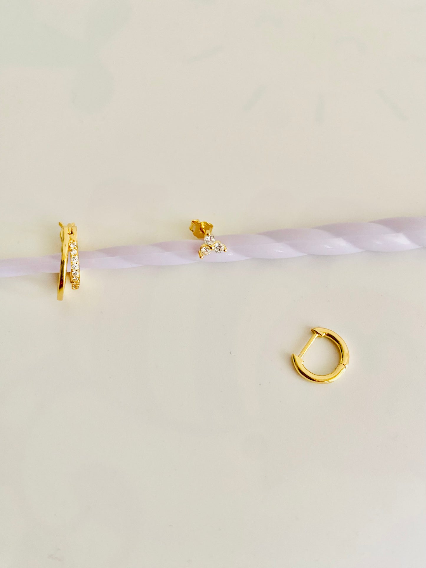 CIRCLES, Créoles en oxyde de zirconium, lot de 3 pièces pour une oreille, créoles pour femmes, plaquées or 18 carats, piercing au cartilage