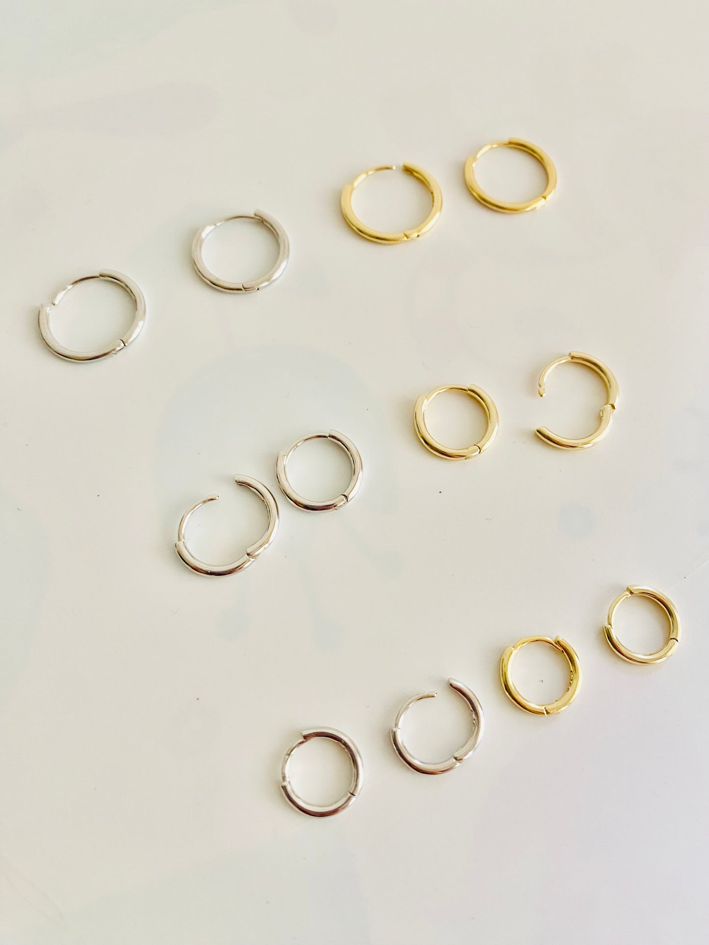 Boucles d'oreilles créoles BASIC en argent 925 plaqué or 18 carats, piercing lobe d'oreille ou cartilage