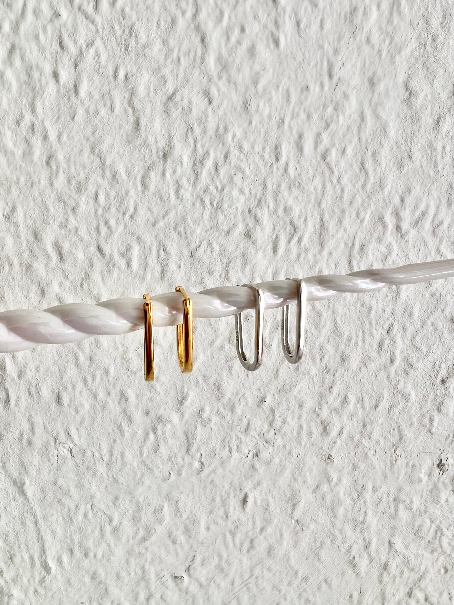 Boucles d'oreilles créoles géométriques en argent 925 RECTANGLE