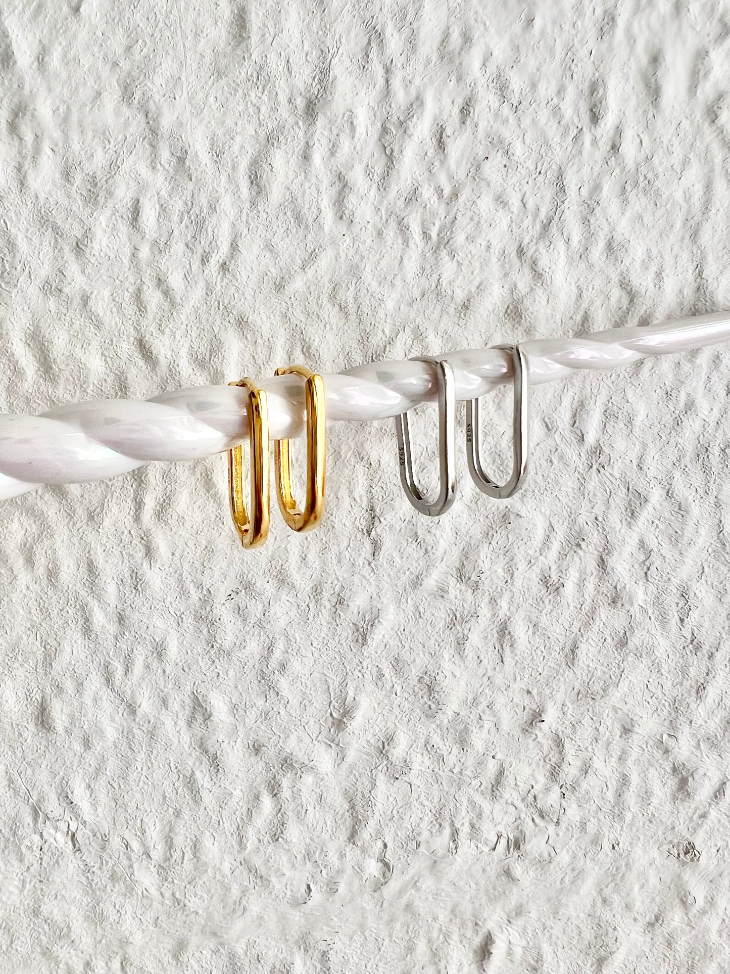 Boucles d'oreilles créoles géométriques en argent 925 RECTANGLE
