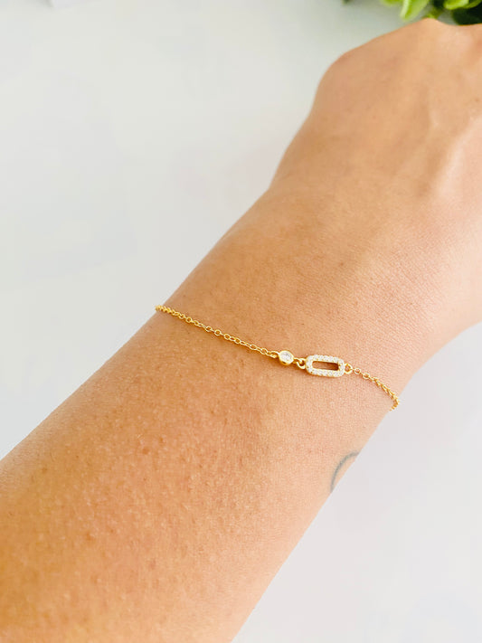 Längliches 925er Silberarmband mit Tropfendiamant in Gold und Silber