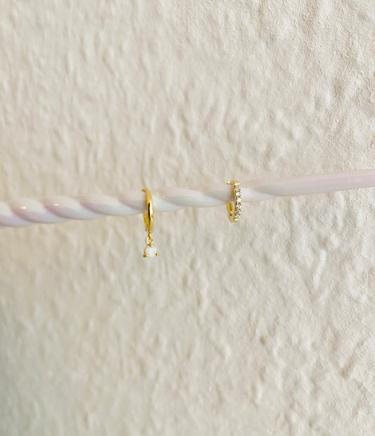 Zirconia Huggie 925 Silver, 3Pc Set for One Ear