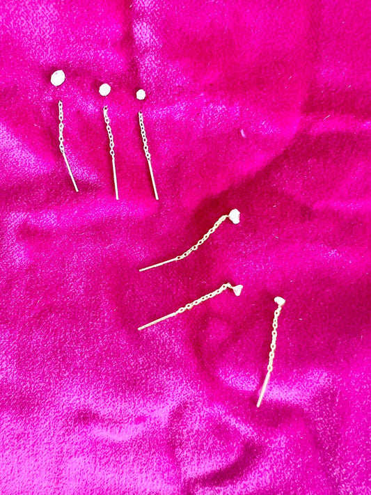 TASSLES, Cubic Zirconia Huggie Hoops, 3Pc Set for One Ear