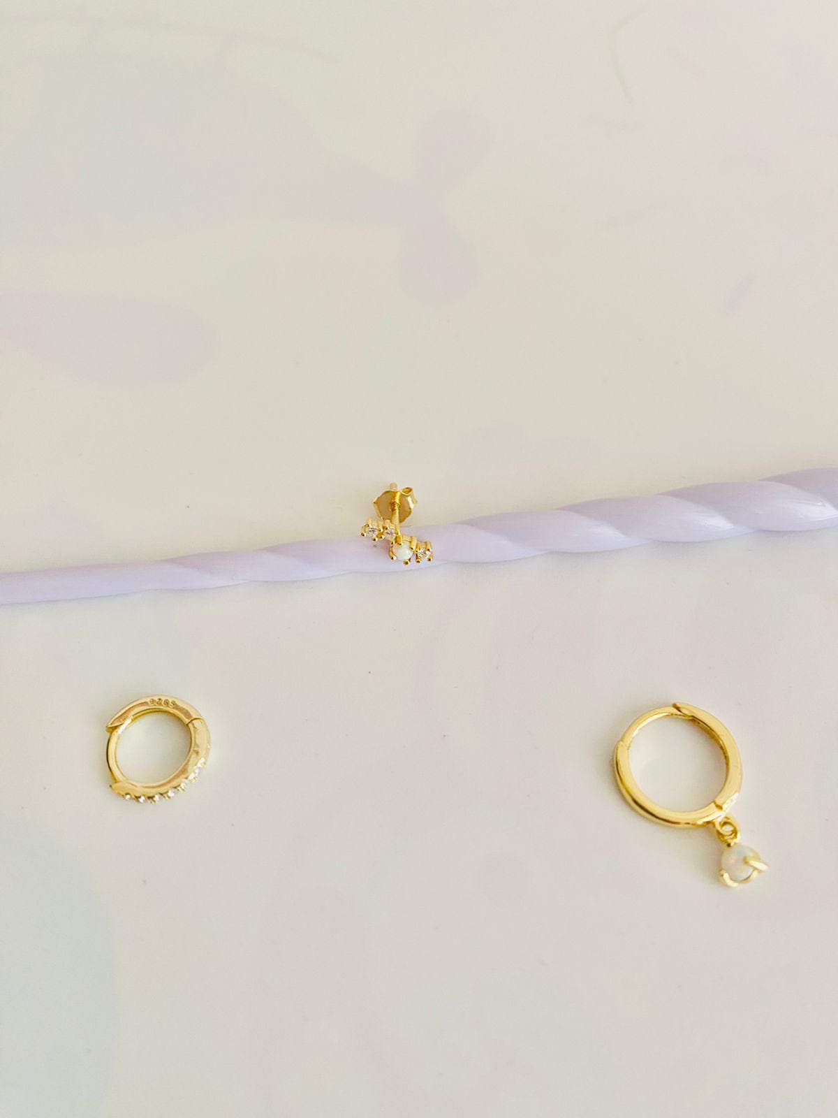 MOON, Créoles en oxyde de zirconium, lot de 3 pièces pour une oreille, créoles pour femme, plaquées or 18 carats, piercing cartilage, cadeaux pour elle, cadeaux