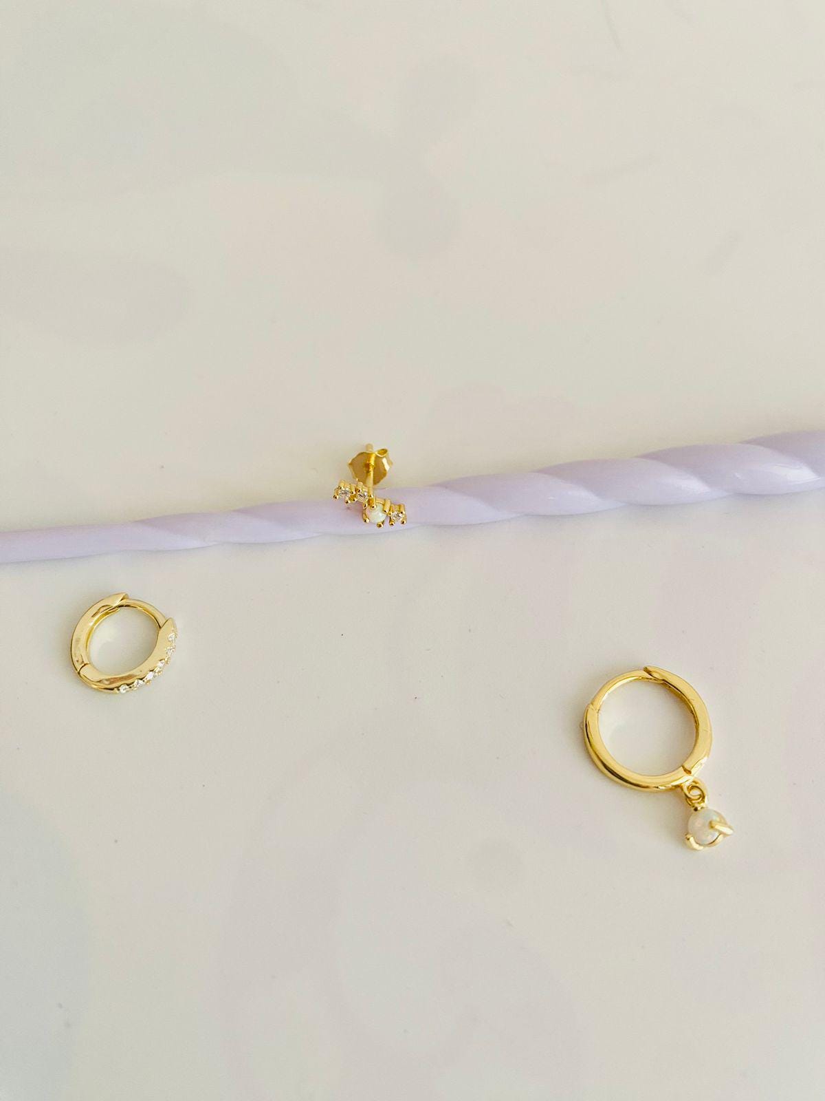 MOON, Créoles en oxyde de zirconium, lot de 3 pièces pour une oreille, créoles pour femme, plaquées or 18 carats, piercing cartilage, cadeaux pour elle, cadeaux