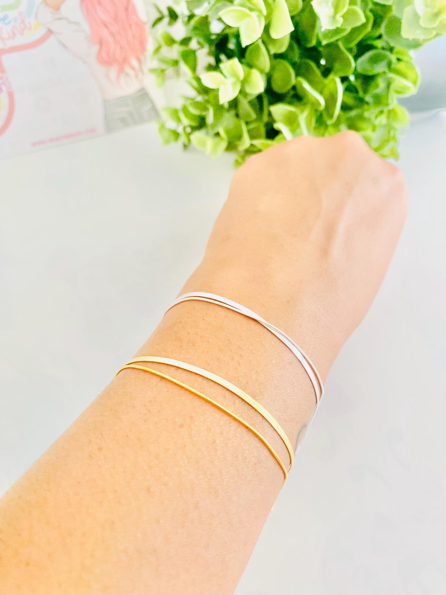Bracelet double rang, or et argent, bracelet chaîne, argent 925, bracelet pour femme, plaqué or 18 carats, cadeaux pour elle, cadeaux