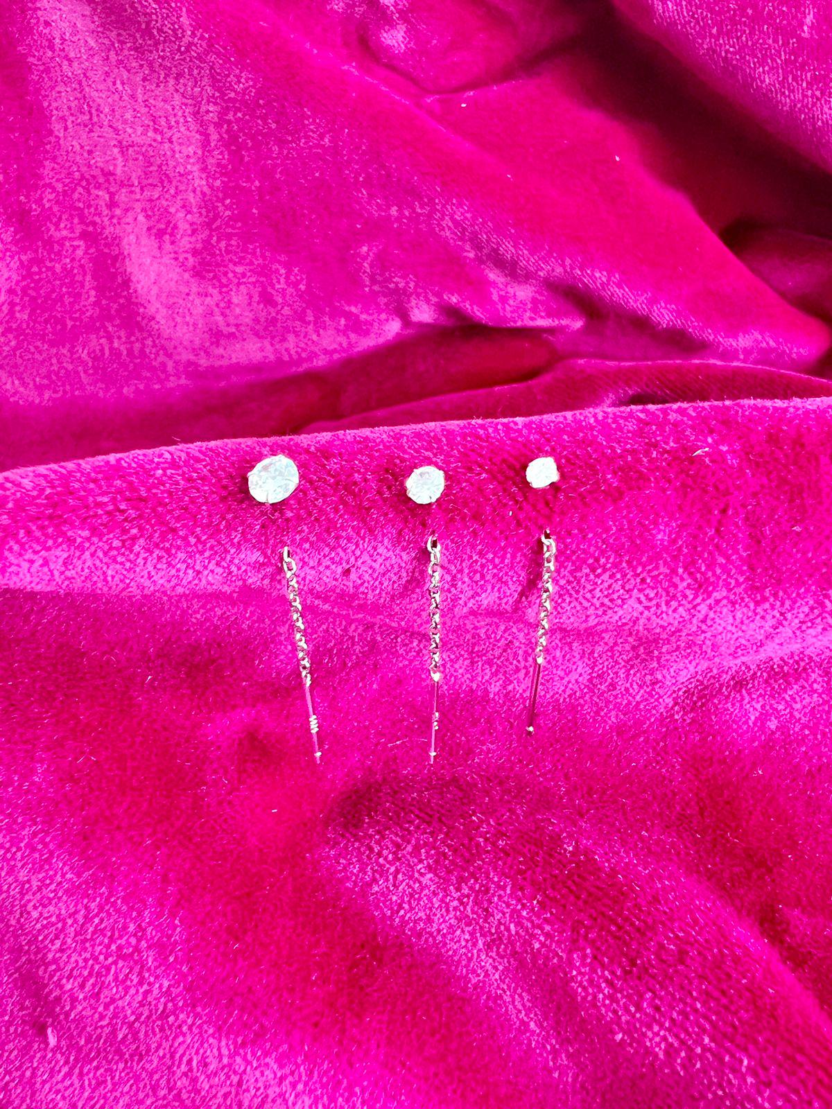 Créoles TASSLES en oxyde de zirconium, lot de 3 pièces pour une oreille, créoles pour femme, plaquées or 18 carats, piercing cartilage, cadeaux pour elle, cadeaux