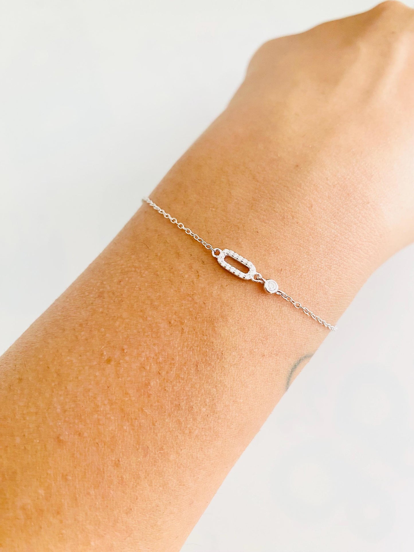 Bracelet oblong avec diamants en forme de goutte, or et argent, bracelet chaîne, argent 925, bracelet pour femme, plaqué or 18 carats, cadeaux pour elle, cadeaux
