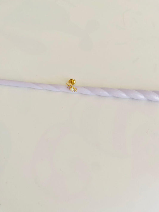 MOON, Cubic Zirconia Huggie Hoops, 3Pc Set for One Ear