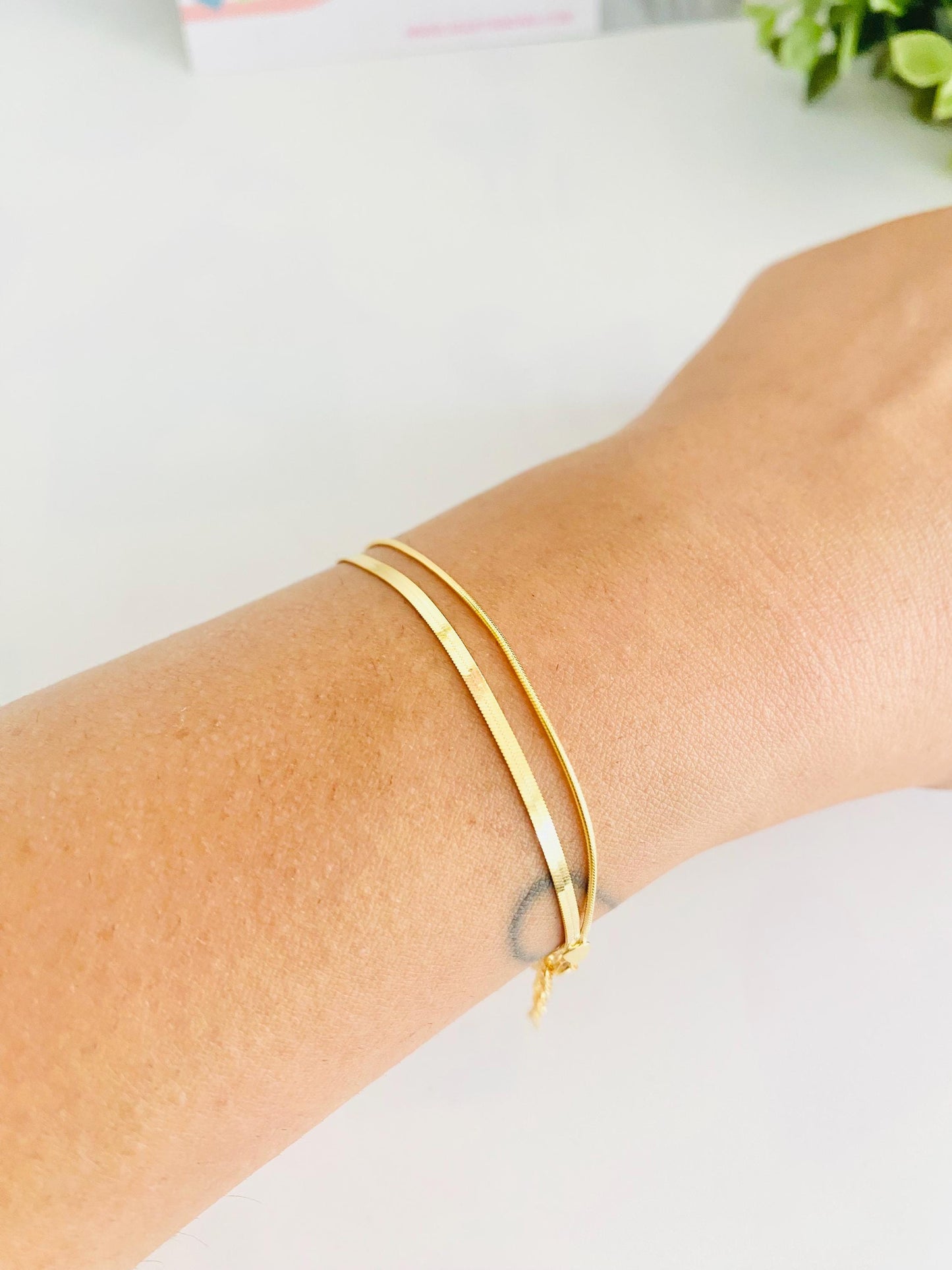 Bracelet double rang, or et argent, bracelet chaîne, argent 925, bracelet pour femme, plaqué or 18 carats, cadeaux pour elle, cadeaux