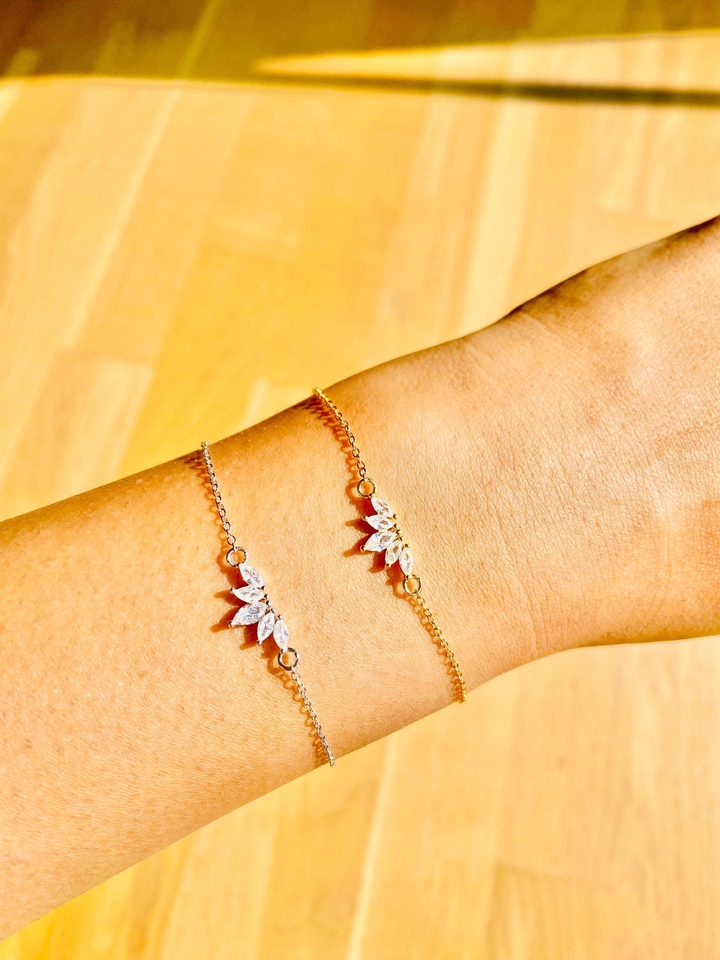 Bracelet Dawn, argent et or, bracelet chaîne, argent 925, bracelet pour femme, plaqué or 18 carats, cadeaux pour elle, cadeaux