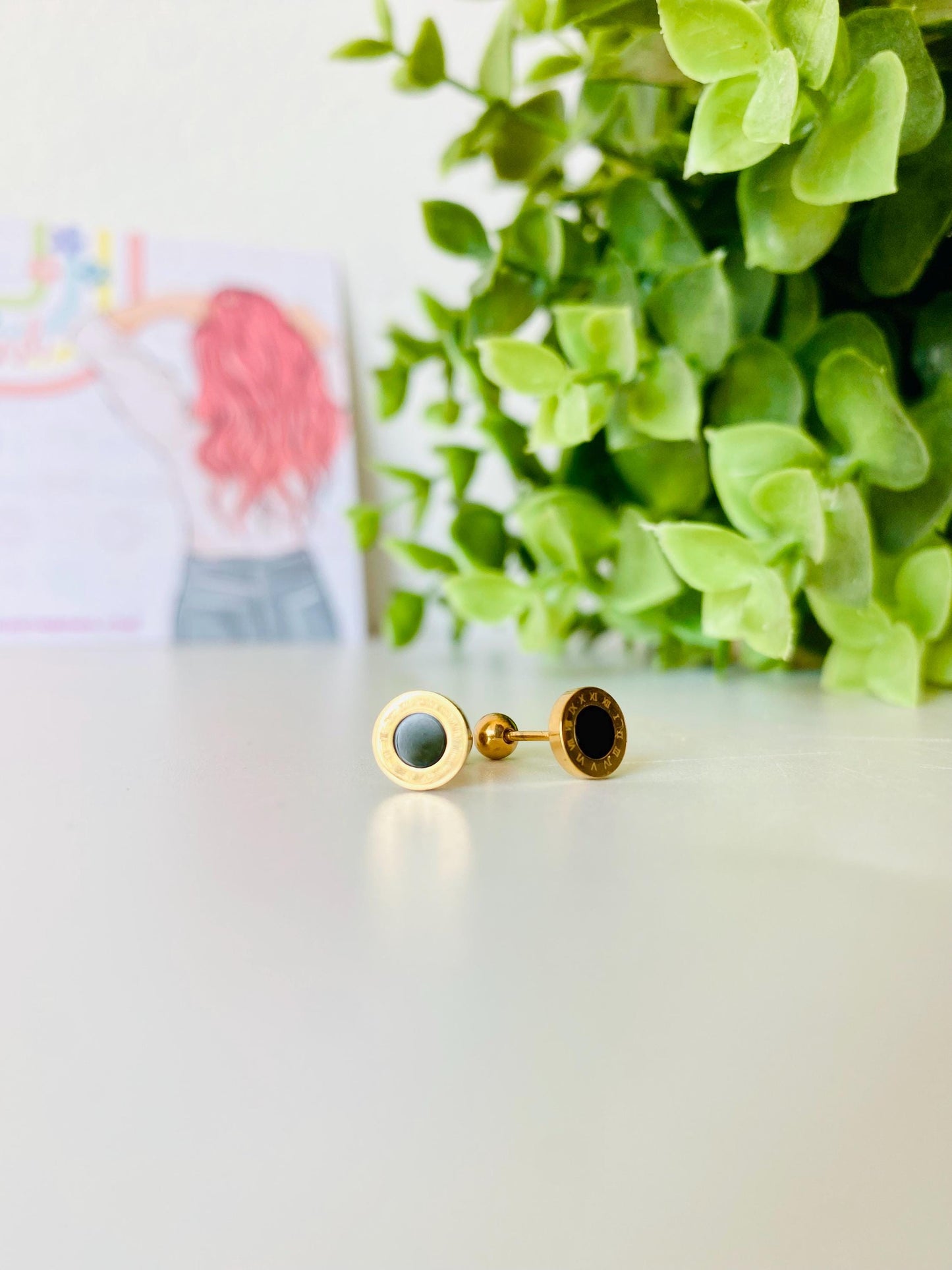 Clous d'oreilles romains, acier inoxydable, boucles d'oreilles pour femme, boucles d'oreilles à tige, boucles d'oreilles en acier inoxydable, idées cadeaux pour femme, cadeaux pour elle, cadeaux