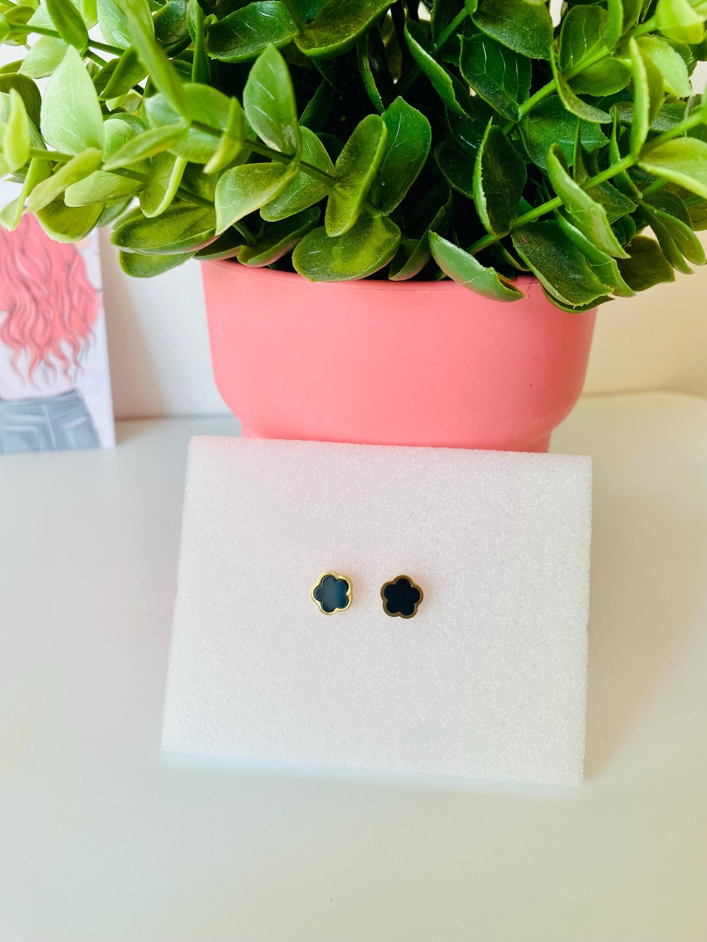 Clous d'oreilles Clover en acier inoxydable plaqué or 18 carats pour femme, clous d'oreilles, piercing au lobe de l'oreille, cadeaux pour elle, cadeaux
