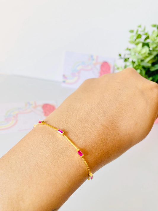 Jasmine Bracelet, Green and Pink