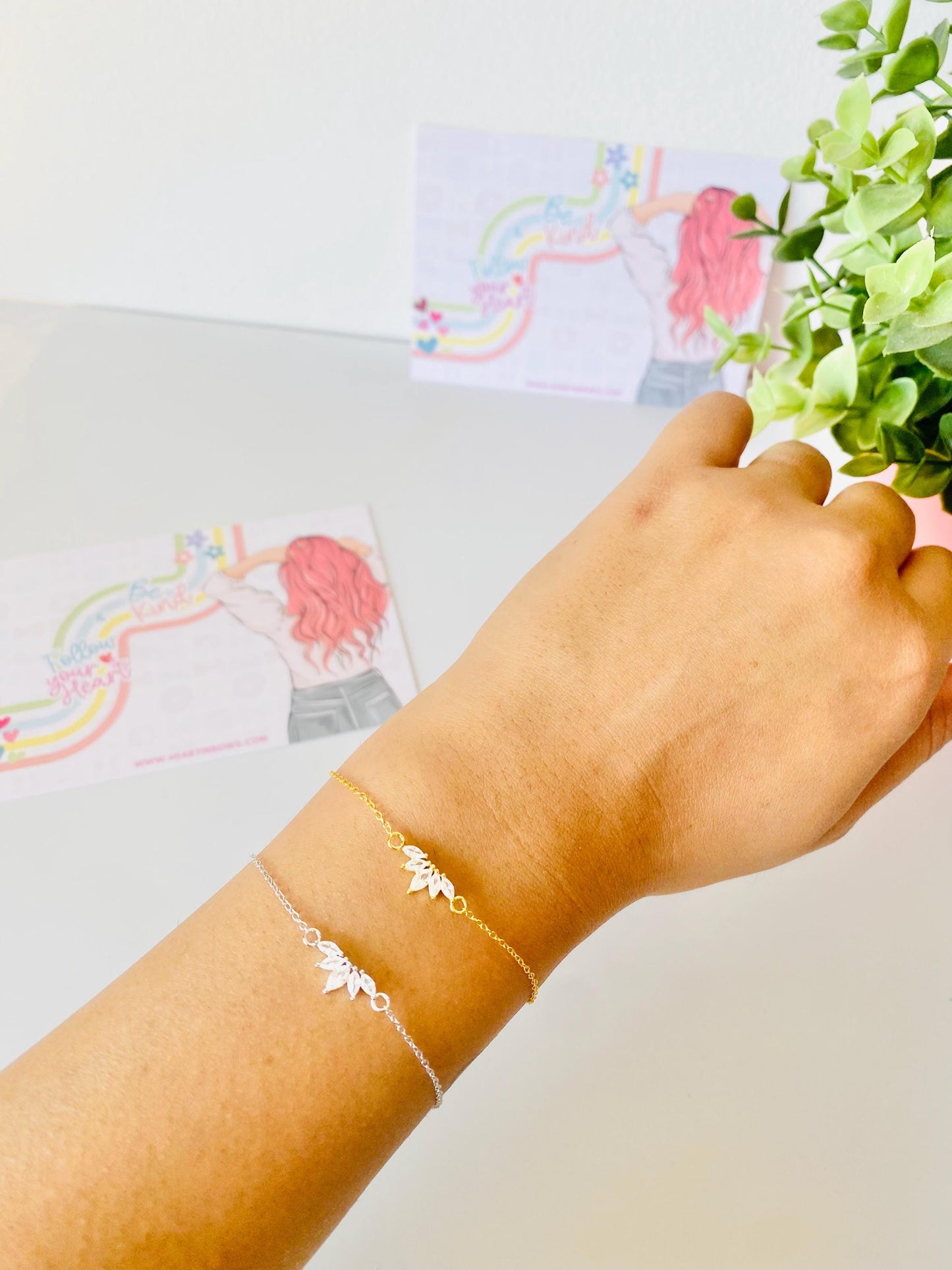 Bracelet Dawn, argent et or, bracelet chaîne, argent 925, bracelet pour femme, plaqué or 18 carats, cadeaux pour elle, cadeaux