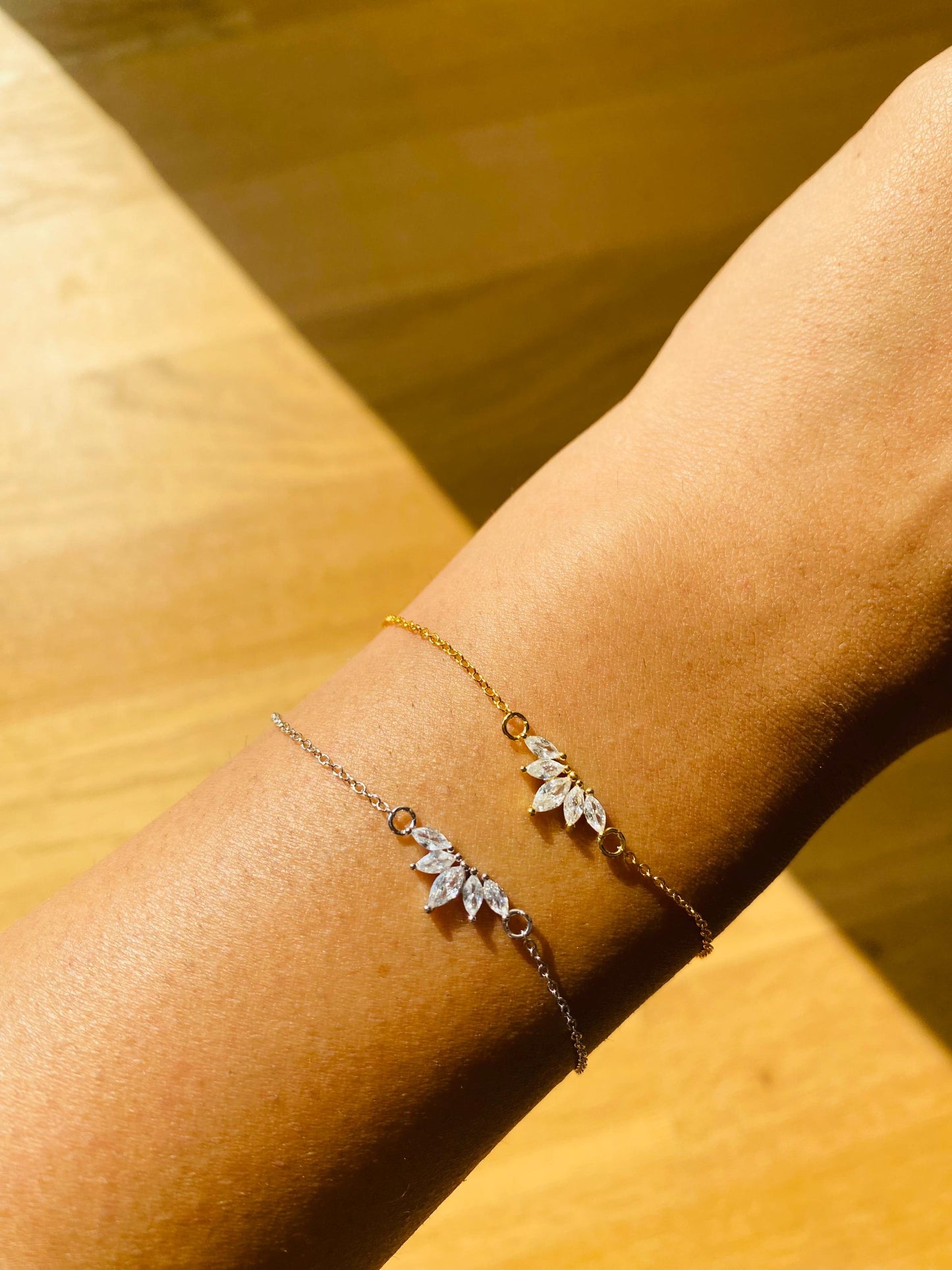 Bracelet Dawn, argent et or, bracelet chaîne, argent 925, bracelet pour femme, plaqué or 18 carats, cadeaux pour elle, cadeaux