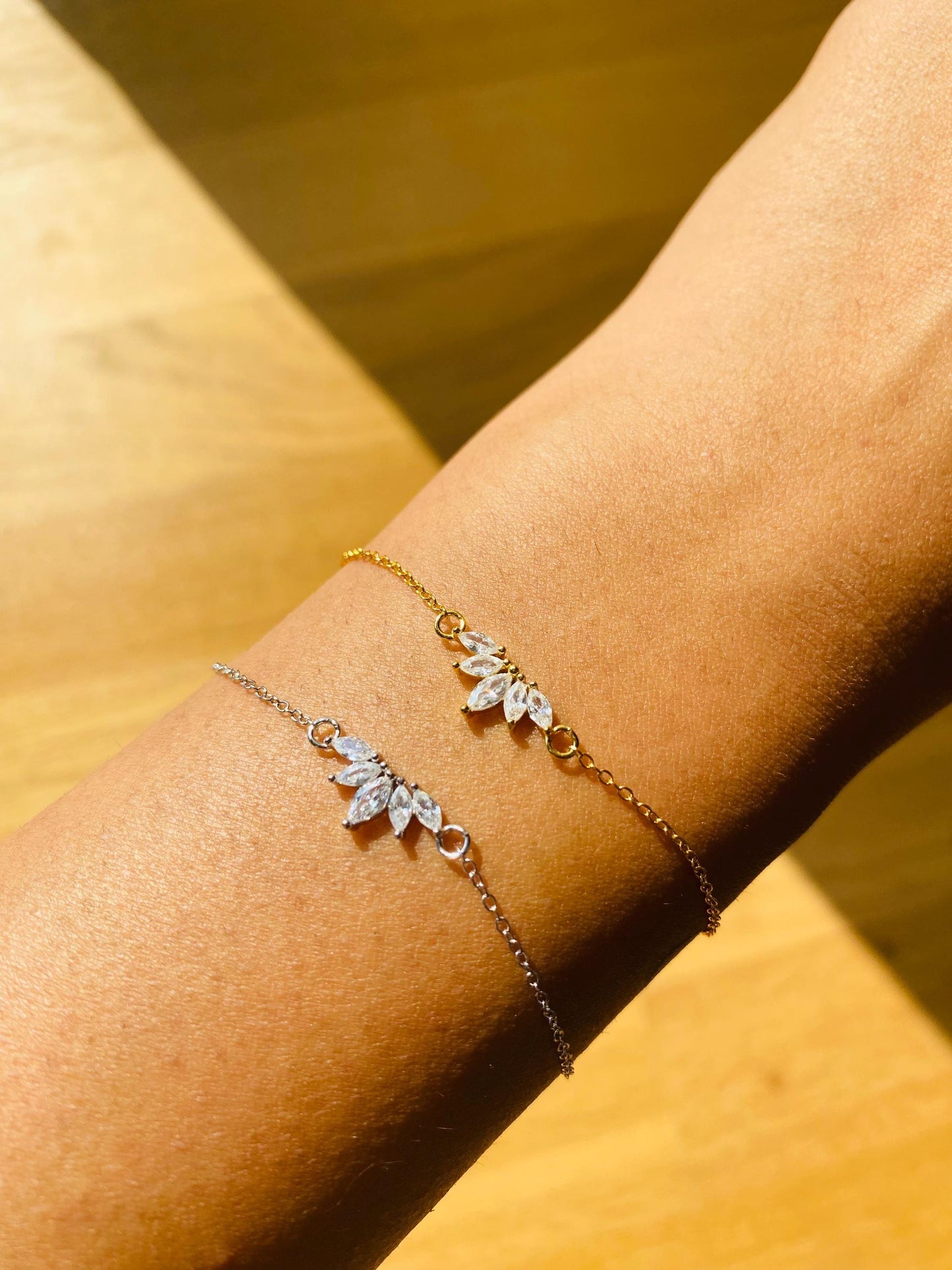 Bracelet Dawn, argent et or, bracelet chaîne, argent 925, bracelet pour femme, plaqué or 18 carats, cadeaux pour elle, cadeaux