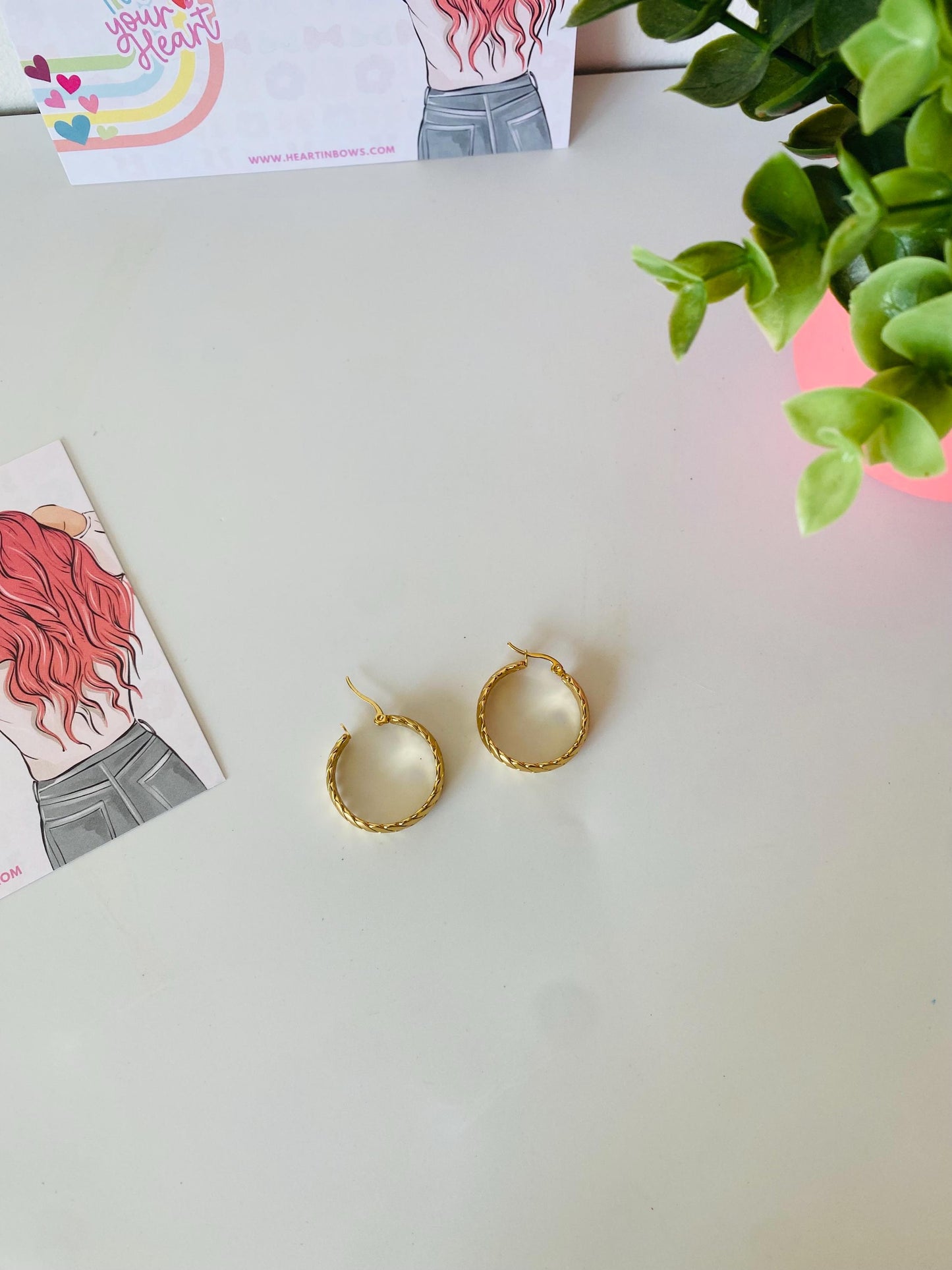 Boucles d'oreilles créoles LEAF, Boucles d'oreilles en acier inoxydable, Créoles pour femme, Idées cadeaux pour femme, Cadeaux pour elle, Cadeaux