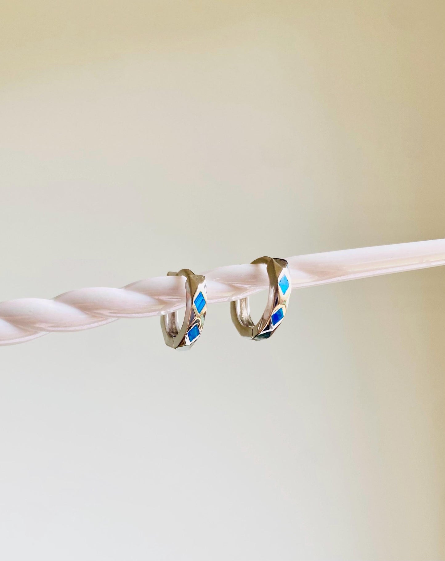 Boucles d'oreilles créoles Diana Opal, argent 925, pour femme, Heartinbowssilver, piercing lobe d'oreille, cadeaux pour elle, cadeaux