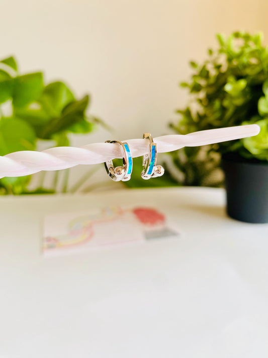 Rapunzel Opal Hoops, 925 Silver, Hoop Earrings for Women, Women Hoop Earrings, Heartinbowssilver, Earlobe Piercing, Gifts for her, Gifts