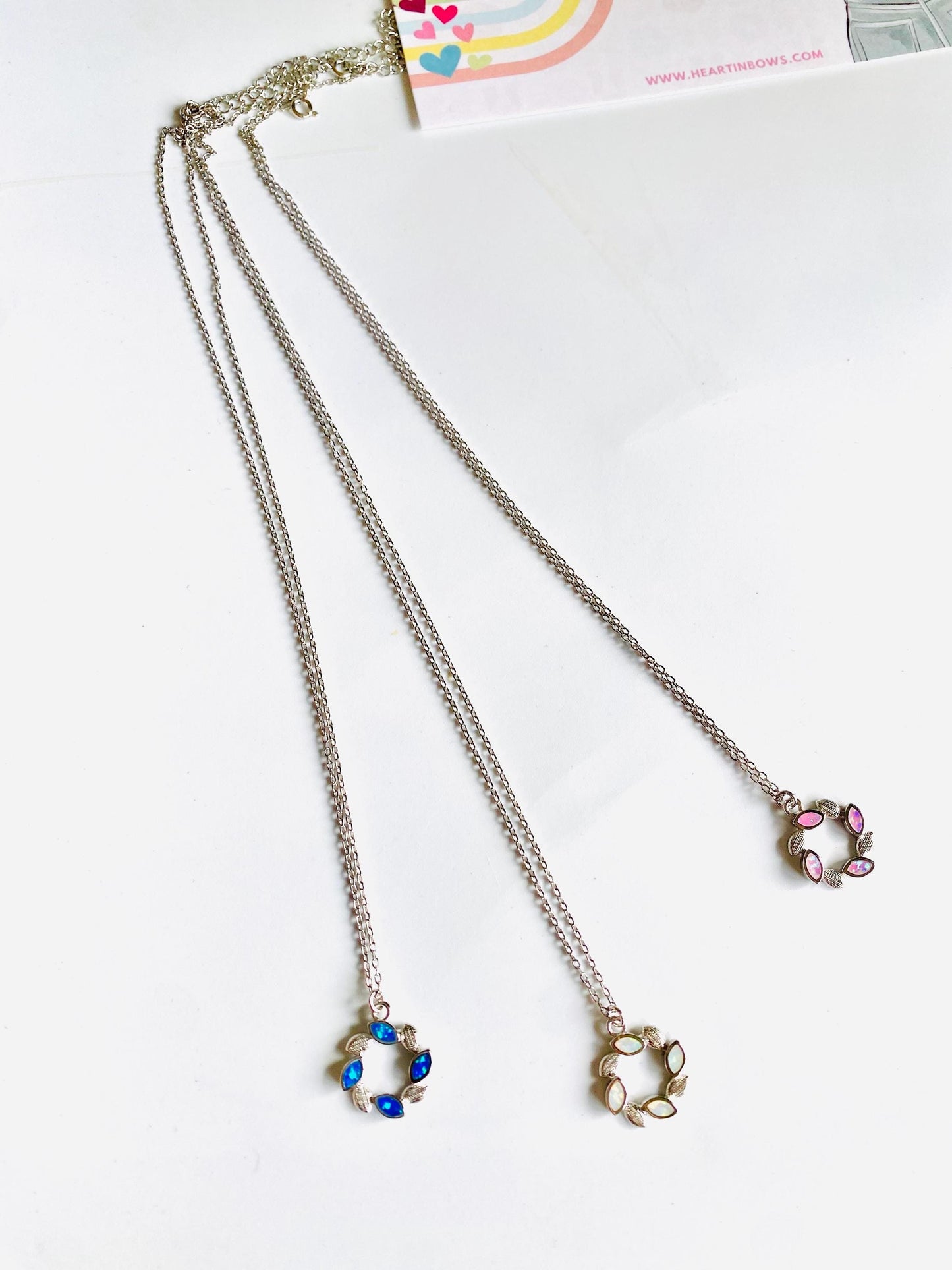 Pendentif opale feuilles éternelles, parure opale, argent 925