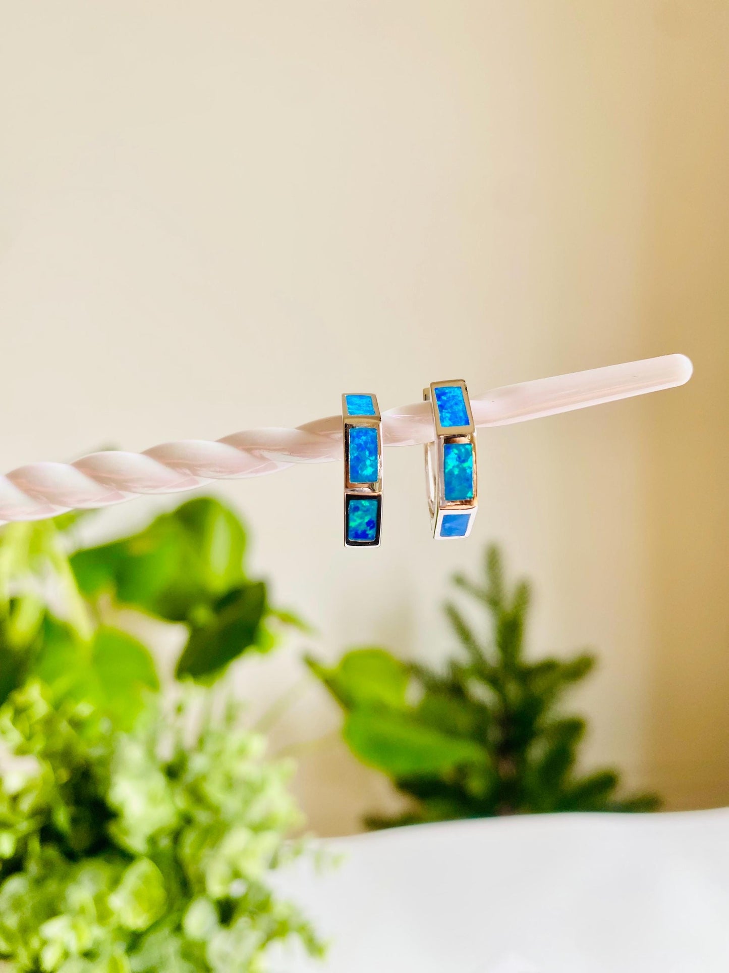 OCTAGON Opal, 925 Silver, Hoop Earrings for Women