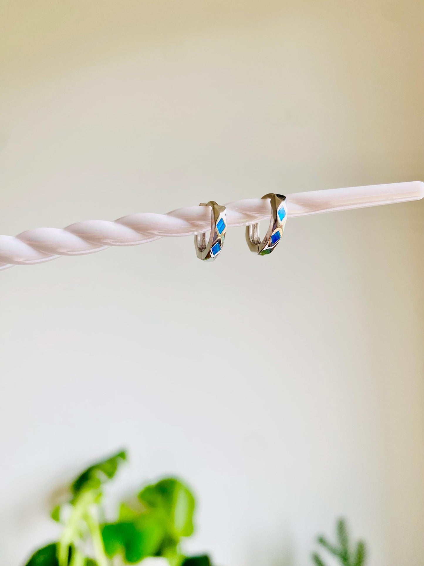 Boucles d'oreilles créoles Diana Opal, argent 925, pour femme, Heartinbowssilver, piercing lobe d'oreille, cadeaux pour elle, cadeaux