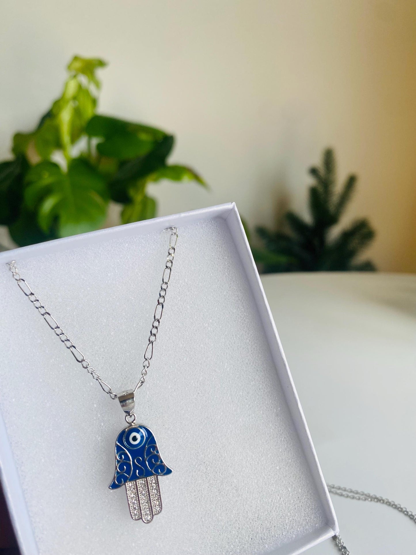 Pendentif Hamsa en argent, pendentif avec chaîne, argent 925