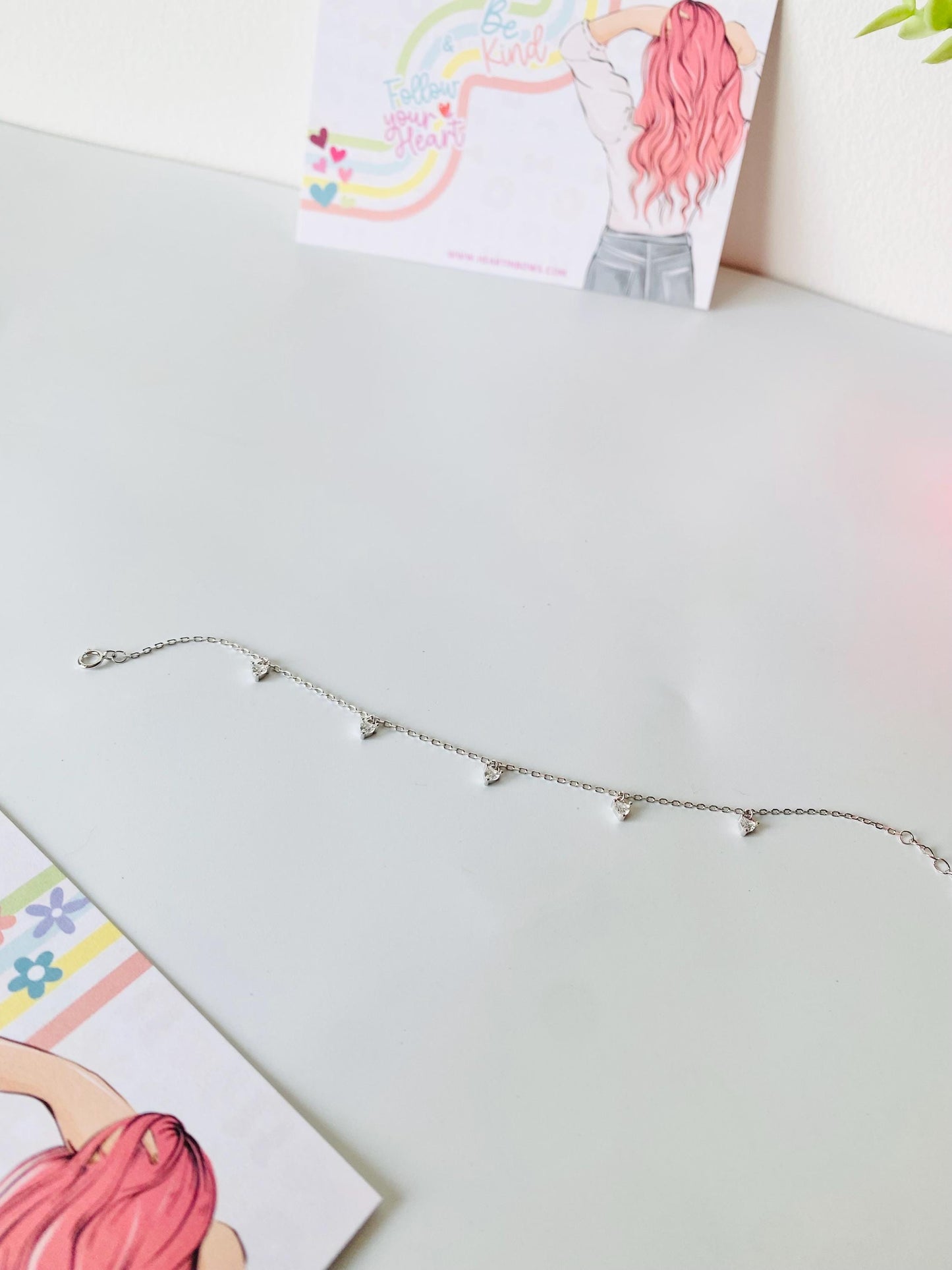 Bracelet en argent Petits Cœurs, Bracelet simple, Argent 925, Bracelet pour femme, Cadeaux pour elle, Cadeaux