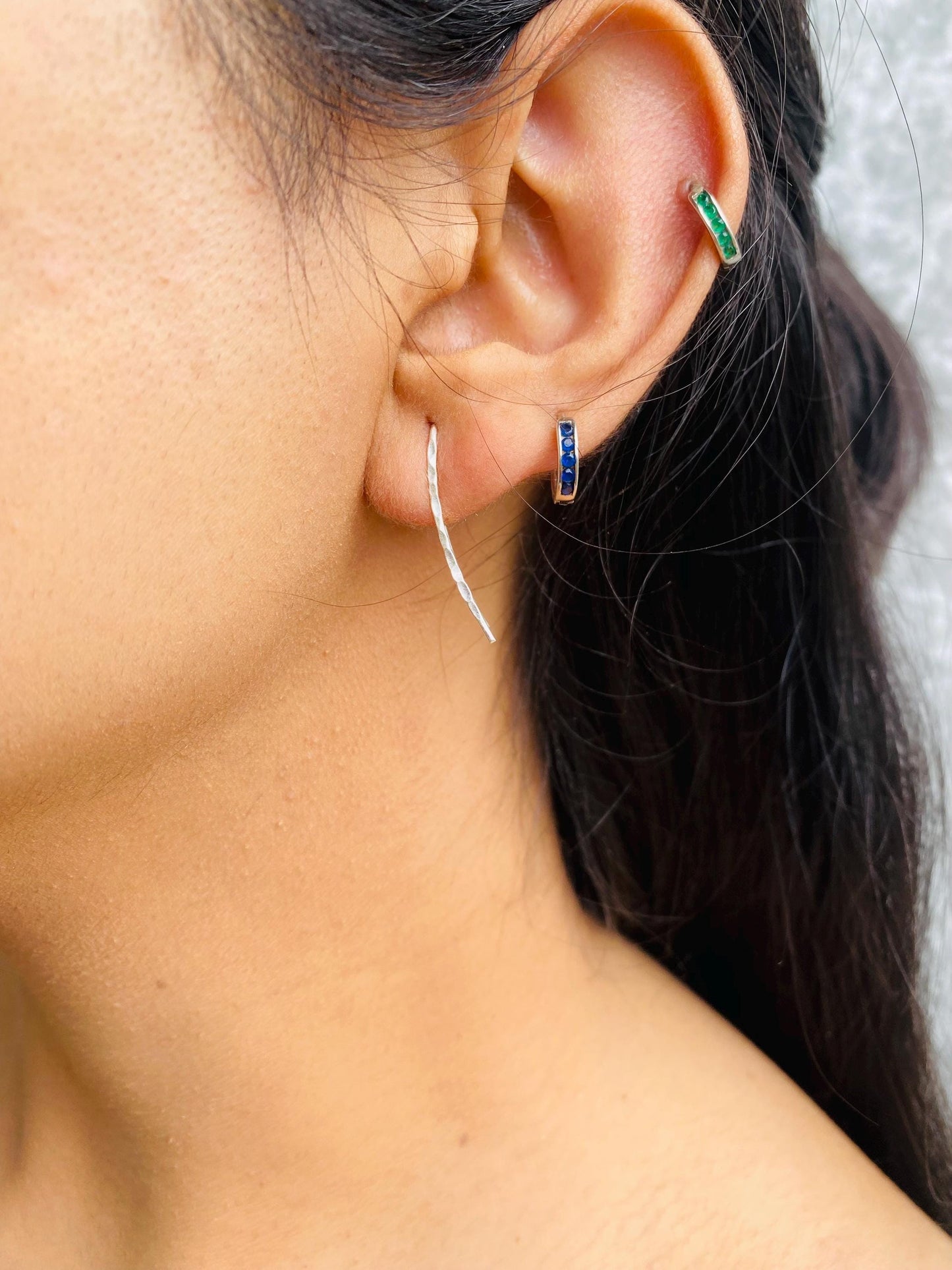 Boucles d'oreilles linéaires spirituelles, argent 925, fabriquées à la main par des artisans indiens, HeartinbowsSilver