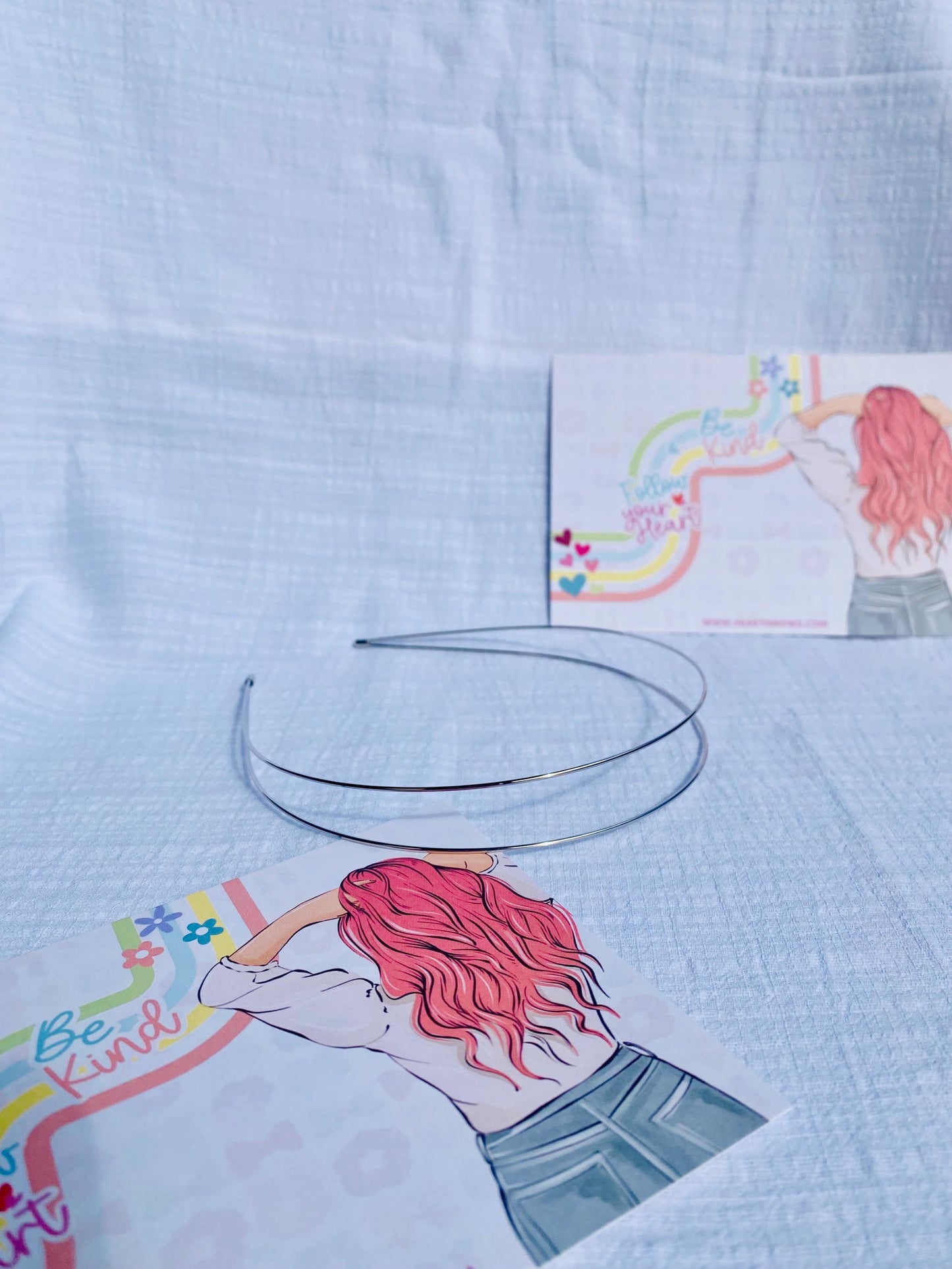 Serre-tête double couche en métal, couleur argent et or, taille unique, HeartInBows, cadeaux pour tous, serre-têtes unisexes, cadeaux