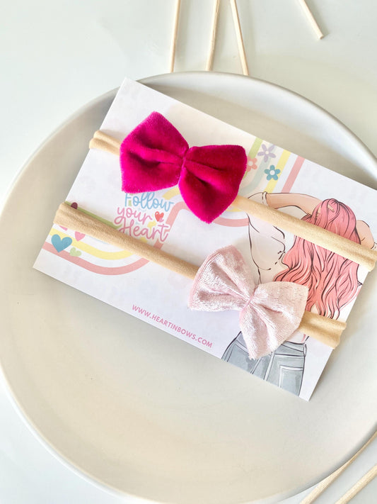 Lila Velvet Baby Bow: Hand-Stitched Newborn Hairband