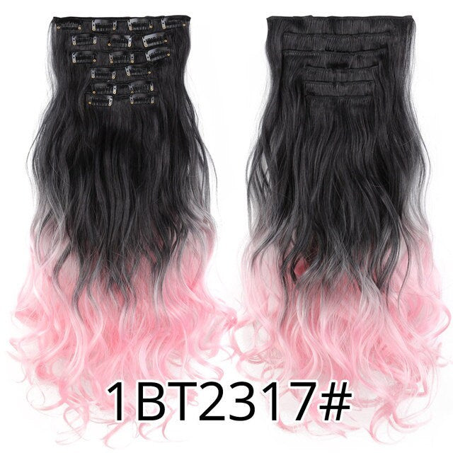 Extension de cheveux à 16 clips, 22 pouces de long