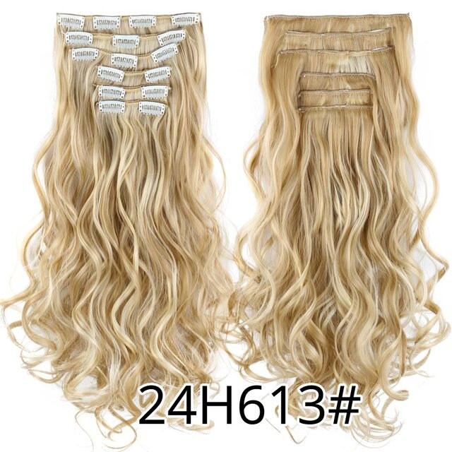 Extension de cheveux à 16 clips, 22 pouces de long
