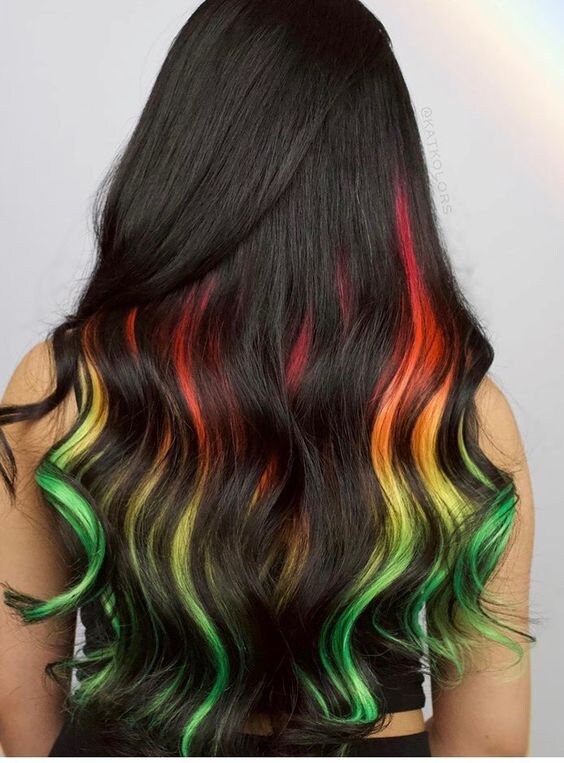 Ensemble de deux extensions de cheveux colorées, 18 pouces de long