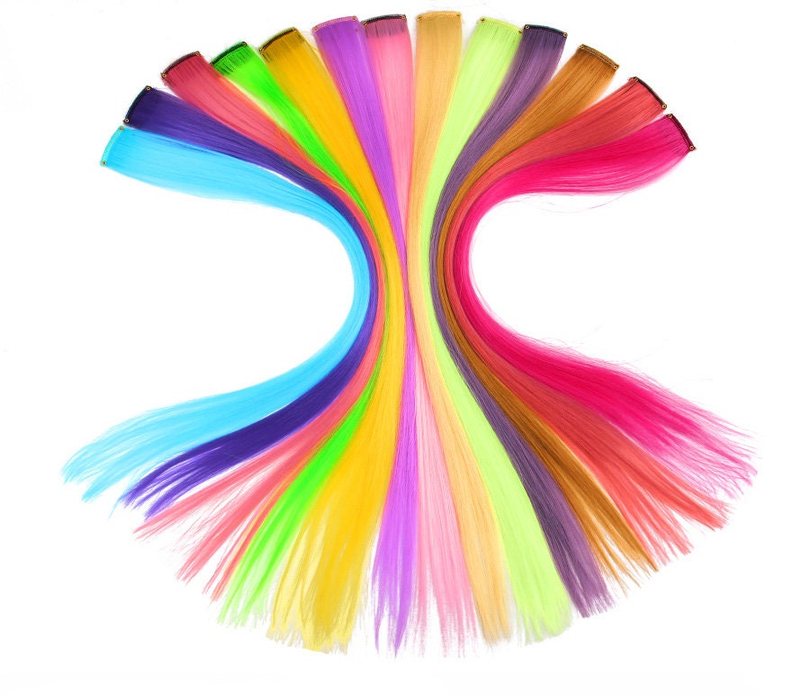 Ensemble de deux extensions de cheveux colorées, 18 pouces de long