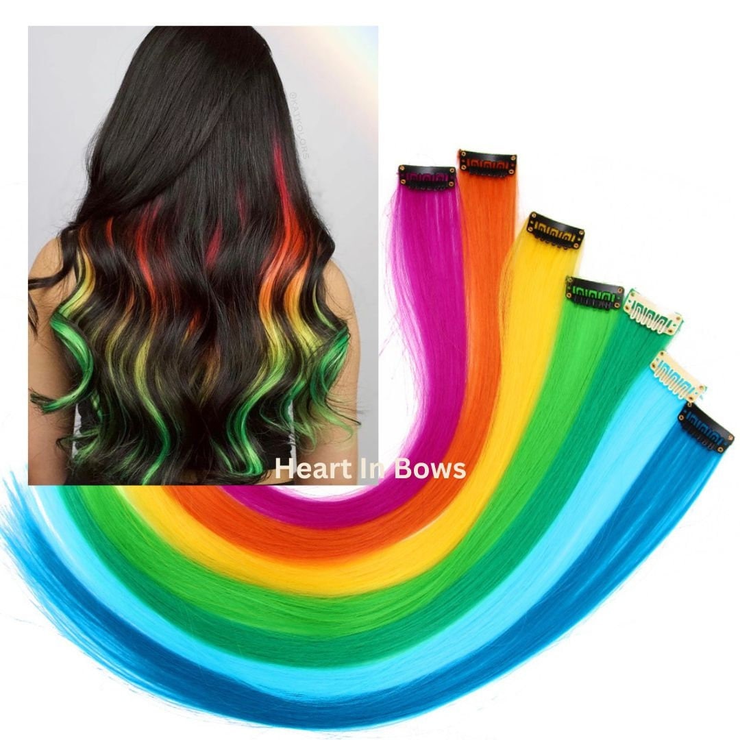 Ensemble de deux extensions de cheveux colorées, 18 pouces de long