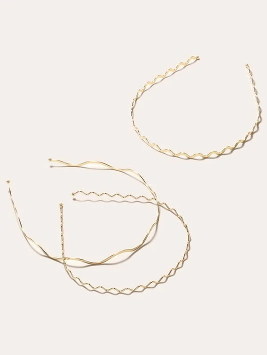 Set of 3 Wavy Metal Hairbands