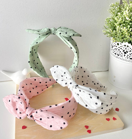 Serre-têtes à pois style Barbie avec petits nœuds