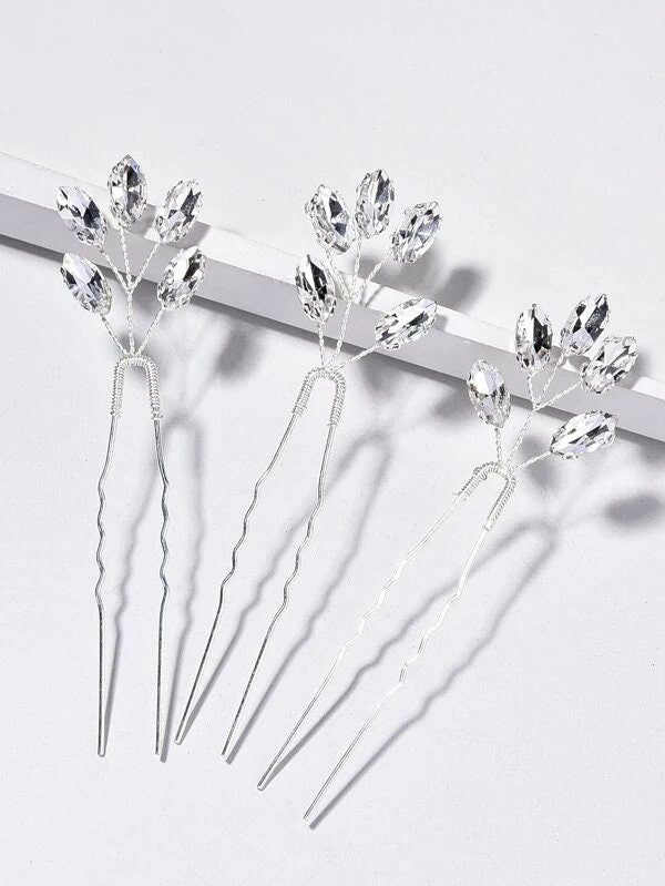 Lot de 3 pinces à cheveux en strass
