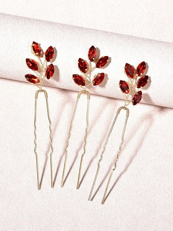 Lot de 3 pinces à cheveux en strass