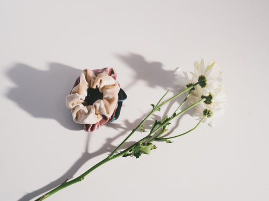 A colorful luxurious scrunchie 