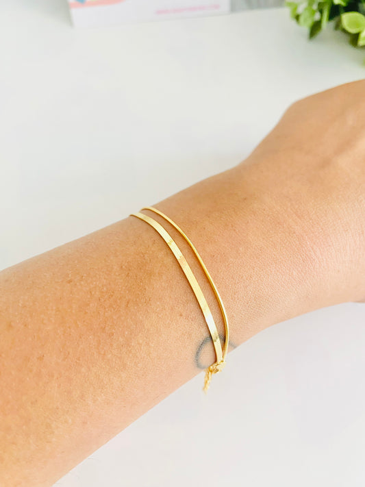 Double Layer 925 Silver Bracelet in Gold and Silver