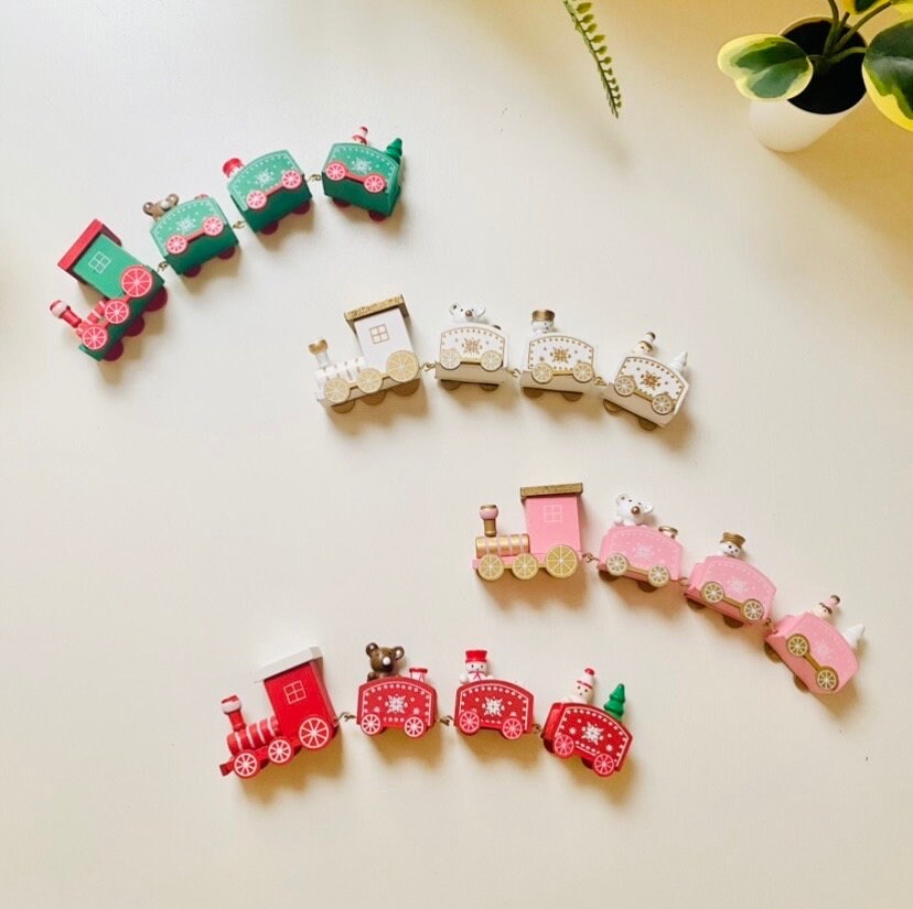 Wooden Christmas Train: Holiday Tabletop Decor