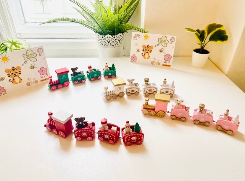 Wooden Christmas Train: Holiday Tabletop Decor