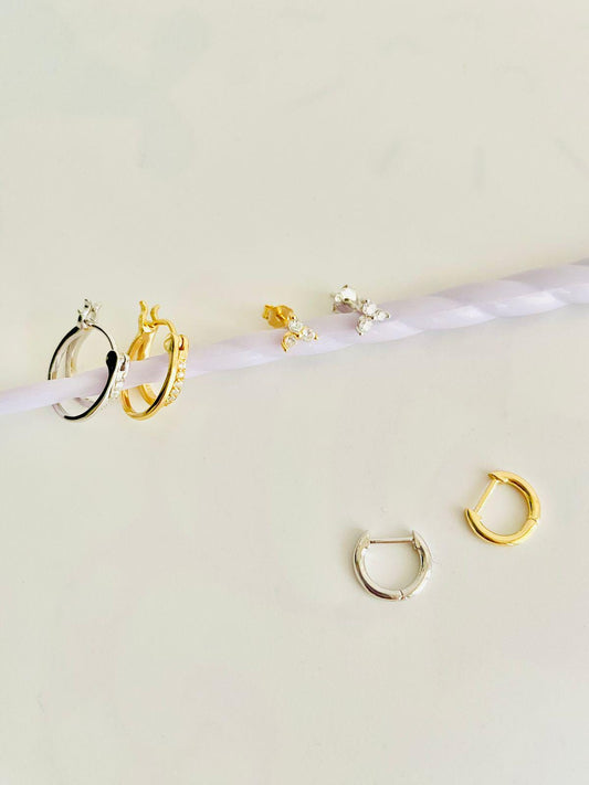 CIRCLES, Créoles en oxyde de zirconium, lot de 3 pièces pour une oreille, créoles pour femme, plaquées or 18 carats, piercing cartilage, cadeaux pour elle, cadeaux