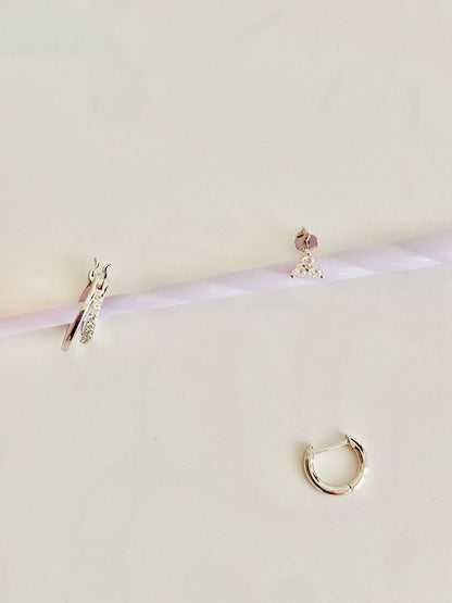 CIRCLES, Créoles en oxyde de zirconium, lot de 3 pièces pour une oreille, créoles pour femme, plaquées or 18 carats, piercing cartilage, cadeaux pour elle, cadeaux
