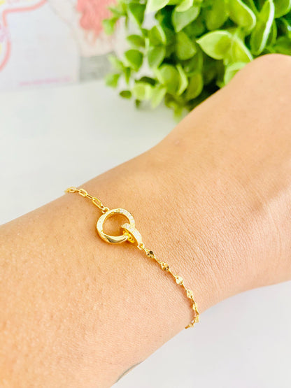 Bracelet chaîne en or à cercles entrelacés, argent 925, bracelet pour femme, plaqué or 18 carats, cadeaux pour elle, cadeaux